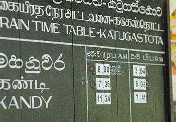 Table showing times for the train